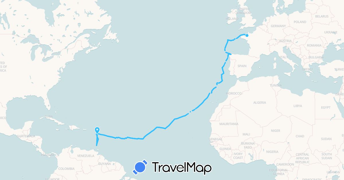 TravelMap itinerary: boat